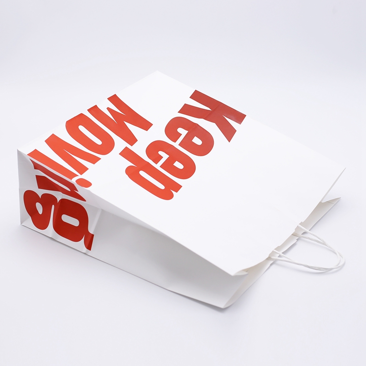 Custom Printed White Kraft Paper Shopping Bags with Paper Handle