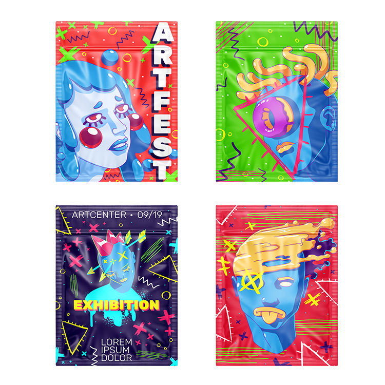 Custom Printed 3.5g 7g 14g 1oz 1lb Laminated Mylar Zipper Packaging Bags