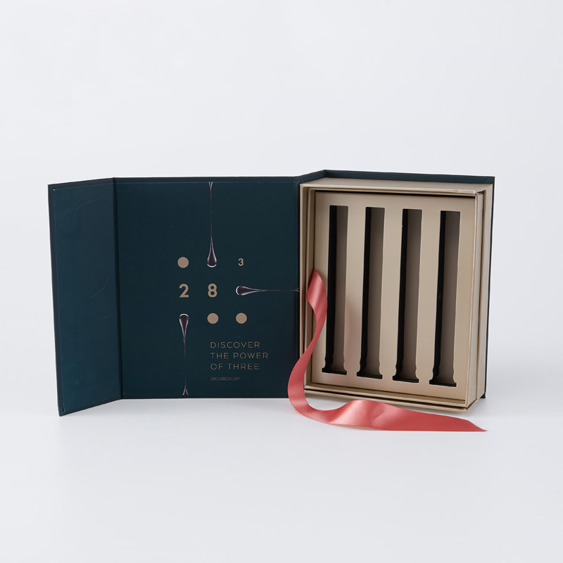 Custom Manufactured Magnetic Closure Box with Ribbon and EVA Foam Padding